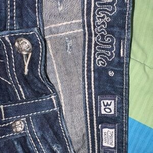 Miss Me Navy Blue Skinny Men’s Jeans with White Stitching